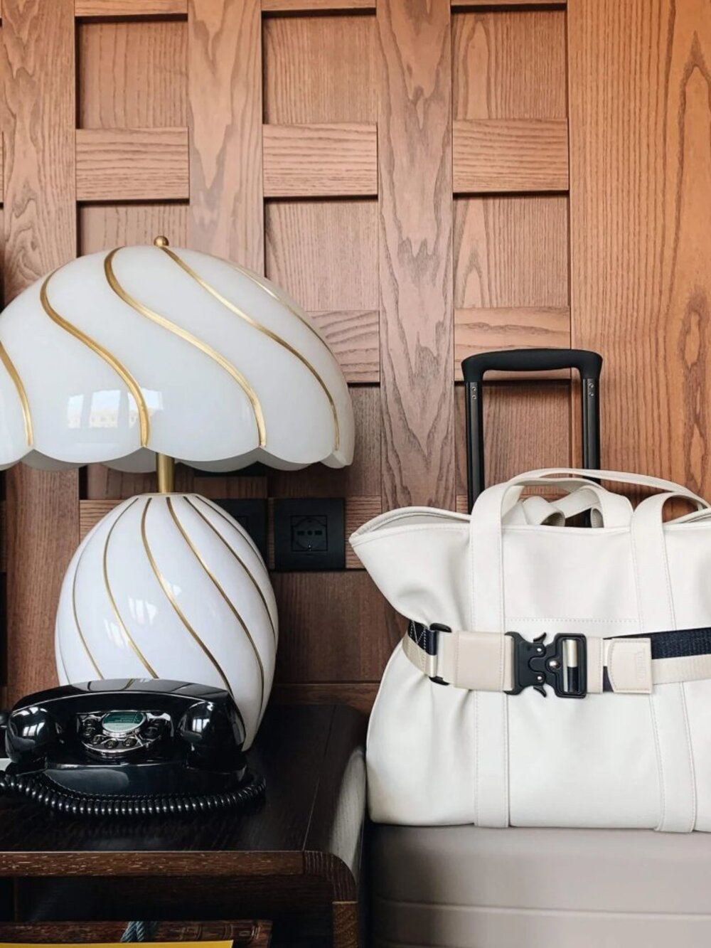 NWT Cincha Travel Belt & Belt Bag for Suitcase in White Blue Black Stripes